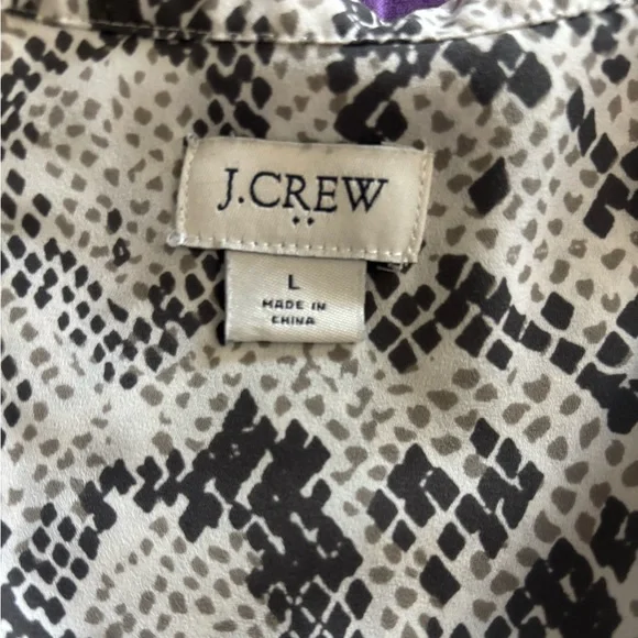 J. Crew Black, Gray and White Snakeskin Blouse Size L - Picture 9 of 11